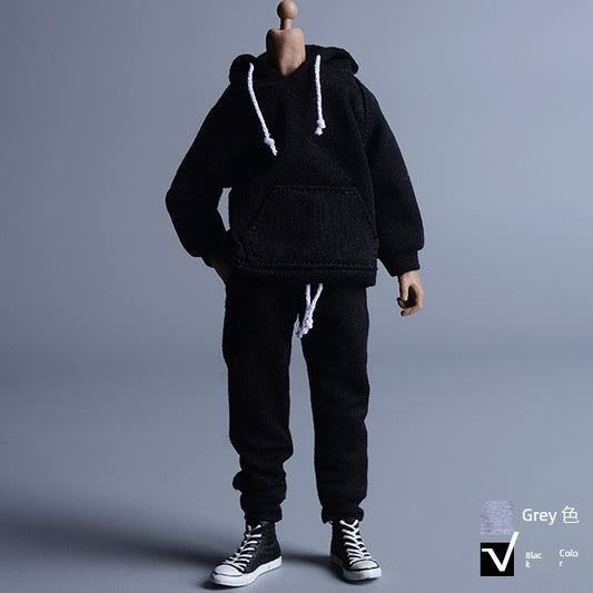 1/12 Scale Black Sportswear Set Hoodie & Pants For 6" Male Action Figure
