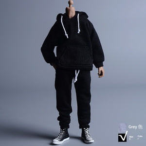 1/12 Scale Black Sportswear Set Hoodie & Pants For 6" Male Action Figure