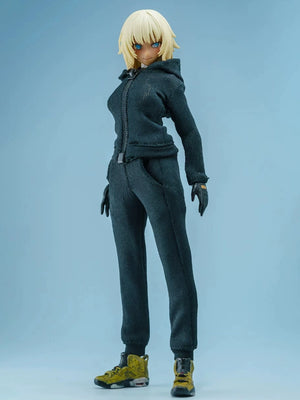 1/12 Scale Female Action Figure Clothes – Black Jogger Set w/Hoodie