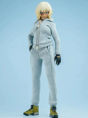 1/12 Scale Female Action Figure Clothes – Gray Jogger Set w/Hoodie