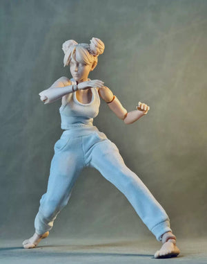 1/12 Scale Female Action Figure Clothes – White Jogger Set w/Hoodie