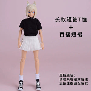 1/12 Scale Short-Sleeved T-shirt & Pants 6-Inch Female Action Figure Clothing
