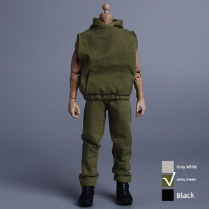 1/12 Scale Sleeveless Hoodie & Pants For 6" Male Action Figures