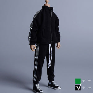 1/12 Scale Striped Sweatshirt & Pants Set For 6" Male Action Figure