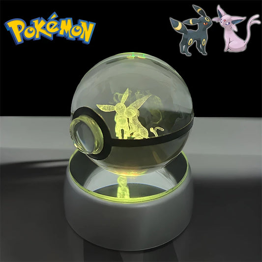 Pokemon Umbreon Espeon Figure 3D Crystal Ball Night Light Lamp