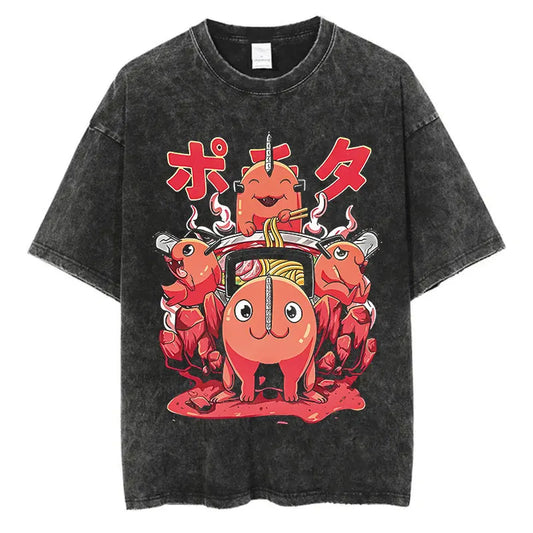 Chainsaw Man Pochita Shirt Vintage Style Anime Graphic Tee