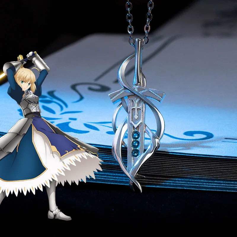 Fate Stay Night Saber Alter Excalibur 925 Sterling Silver Necklace