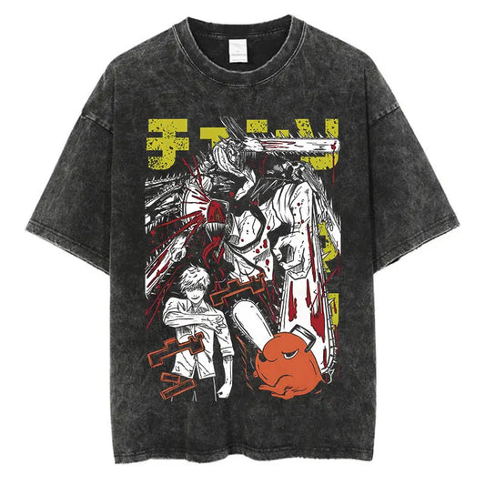Chainsaw Man Denji Shirt Vintage Style Anime Graphic Tee
