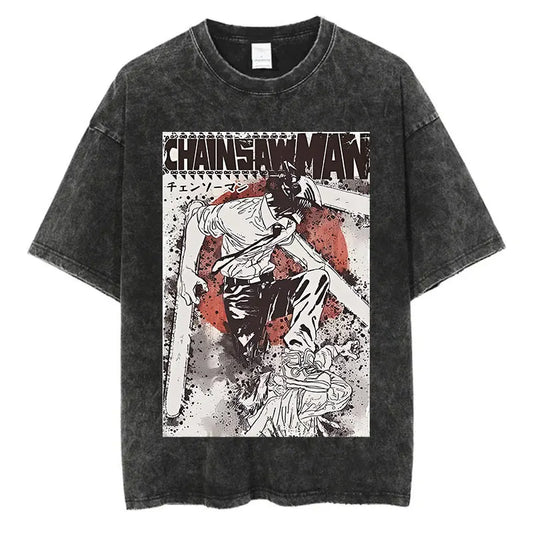 Chainsaw Man Denji Shirt Vintage Style Anime Graphic Tee
