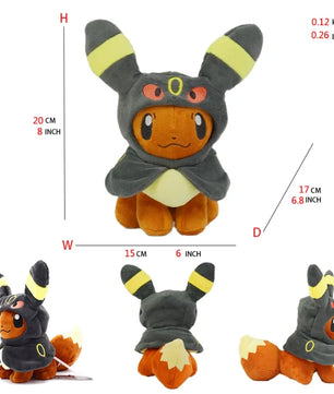 Pokemon Eevee Hooded Cosplay 8 Inch Plush Collection Bundle
