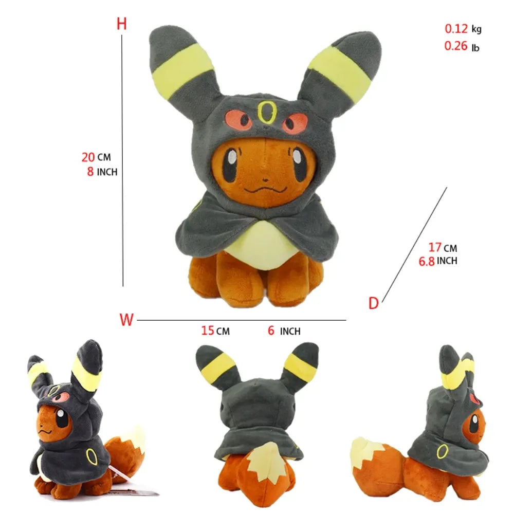 Pokemon Eevee Hooded Cosplay 8 Inch Plush Collection Bundle
