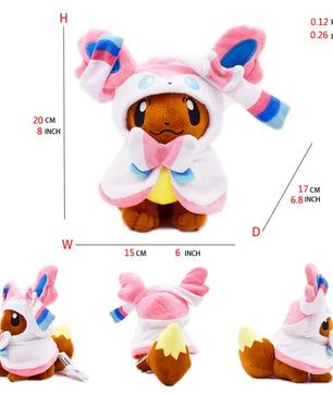 Pokemon Eevee Hooded Cosplay 8 Inch Plush Collection Bundle