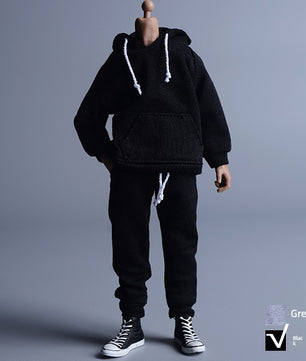 1/12 Scale Black Sportswear Set Hoodie & Pants For 6" Male Action Figure
