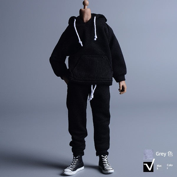 1/12 Scale Black Sportswear Set Hoodie & Pants For 6" Male Action Figure