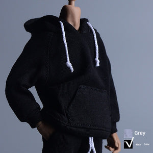 1/12 Scale Black Sportswear Set Hoodie & Pants For 6" Male Action Figure