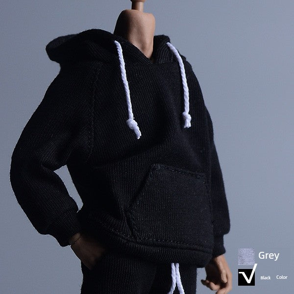 1/12 Scale Black Sportswear Set Hoodie & Pants For 6" Male Action Figure