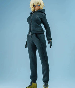 1/12 Scale Female Action Figure Clothes – Black Jogger Set w/Hoodie