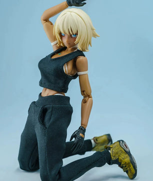 1/12 Scale Female Action Figure Clothes – Black Jogger Set w/Hoodie
