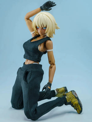 1/12 Scale Female Action Figure Clothes – Black Jogger Set w/Hoodie