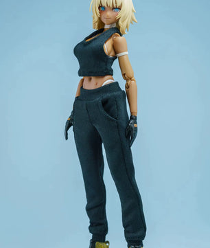 1/12 Scale Female Action Figure Clothes – Black Jogger Set w/Hoodie