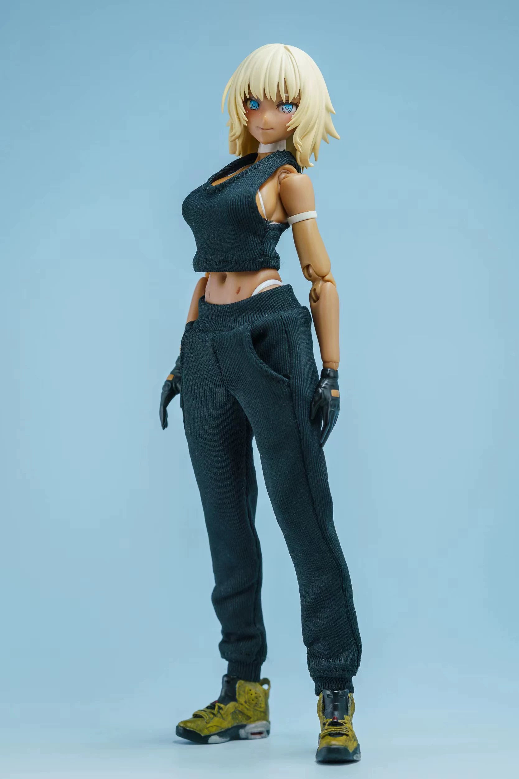 1/12 Scale Female Action Figure Clothes – Black Jogger Set w/Hoodie