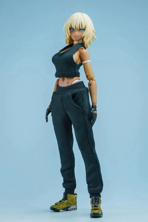 1/12 Scale Female Action Figure Clothes – Black Jogger Set w/Hoodie