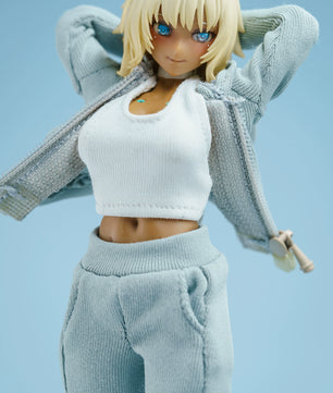 1/12 Scale Female Action Figure Clothes – Gray Jogger Set w/Hoodie