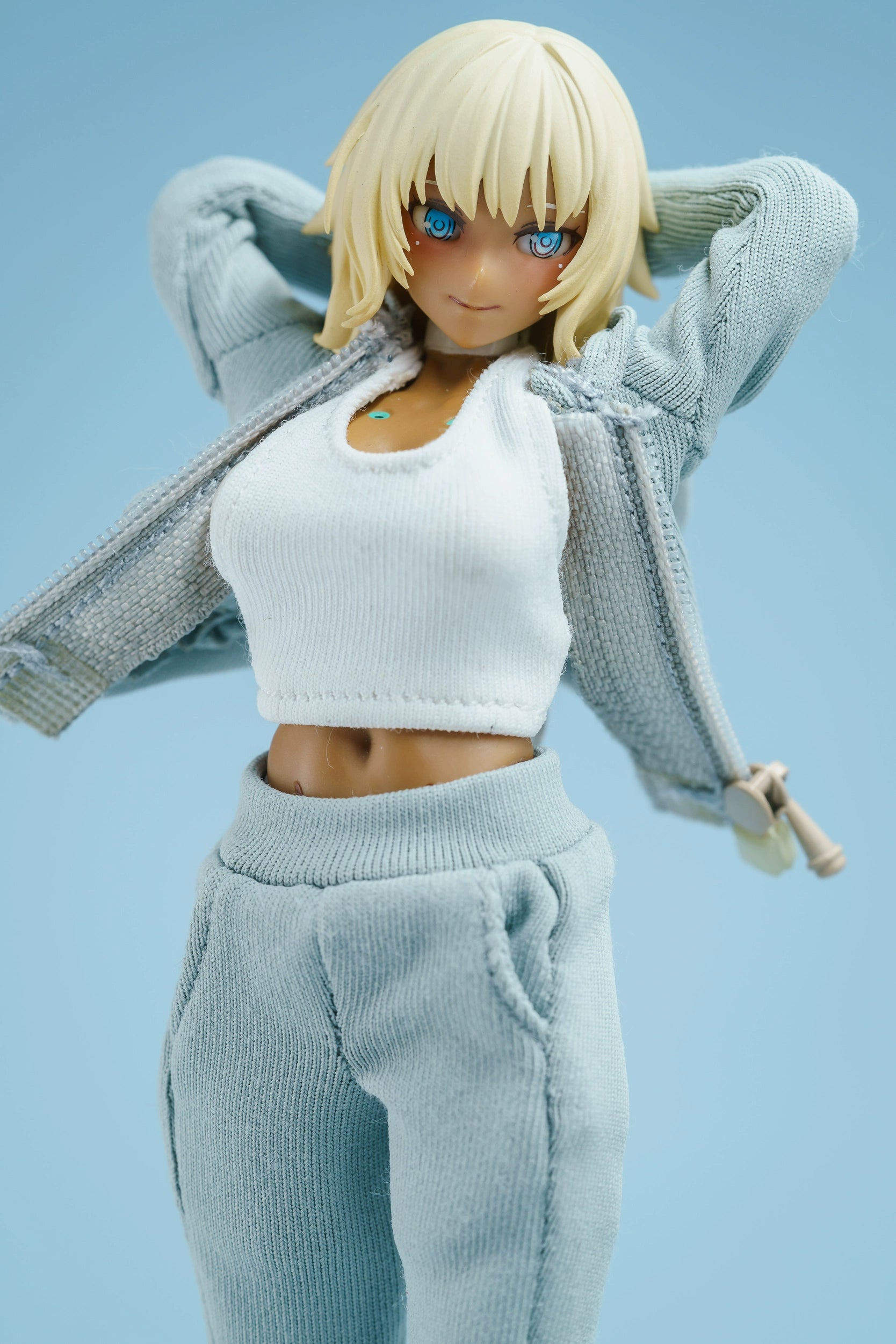 1/12 Scale Female Action Figure Clothes – Gray Jogger Set w/Hoodie