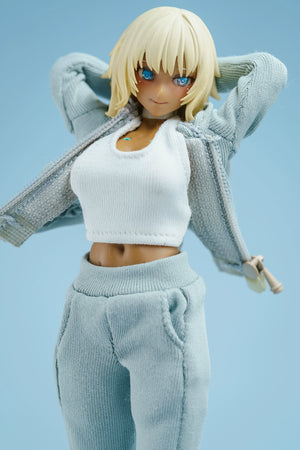 1/12 Scale Female Action Figure Clothes – Gray Jogger Set w/Hoodie