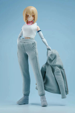 1/12 Scale Female Action Figure Clothes – Gray Jogger Set w/Hoodie