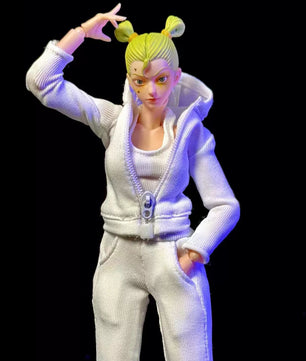 1/12 Scale Female Action Figure Clothes – White Jogger Set w/Hoodie