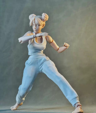 1/12 Scale Female Action Figure Clothes – White Jogger Set w/Hoodie