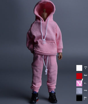 1/12 Scale Pink Sportswear Set Hoodie & Pants For 6" Male Action Figure