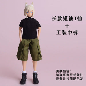 1/12 Scale Short-Sleeved T-shirt & Pants 6-Inch Female Action Figure Clothing