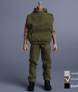 1/12 Scale Sleeveless Hoodie & Pants For 6" Male Action Figures