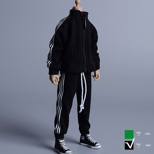 1/12 Scale Striped Sweatshirt & Pants Set For 6" Male Action Figure