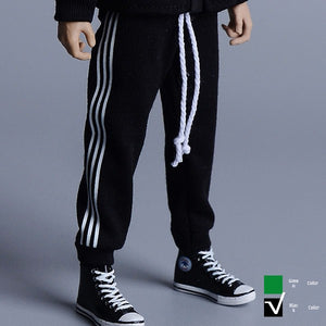 1/12 Scale Striped Sweatshirt & Pants Set For 6" Male Action Figure