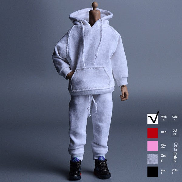 1/12 Scale White Sportswear Set Hoodie & Pants For 6" Male Action Figure