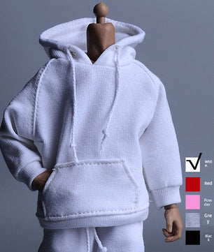 1/12 Scale White Sportswear Set Hoodie & Pants For 6" Male Action Figure