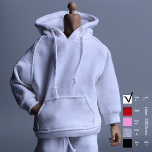 1/12 Scale White Sportswear Set Hoodie & Pants For 6" Male Action Figure