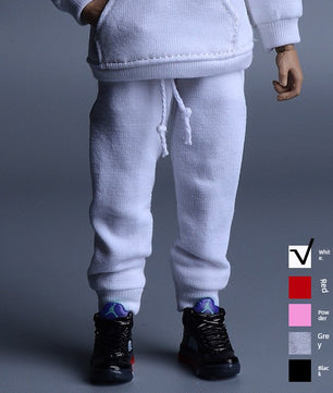 1/12 Scale White Sportswear Set Hoodie & Pants For 6" Male Action Figure