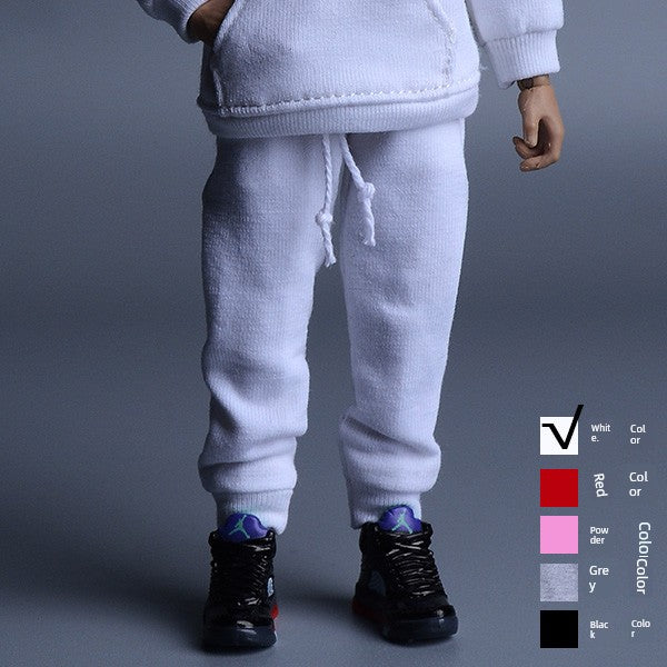 1/12 Scale White Sportswear Set Hoodie & Pants For 6" Male Action Figure