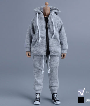1/12 Scale Zipper Hoodie & Pants Set For 6" Male Action Figure