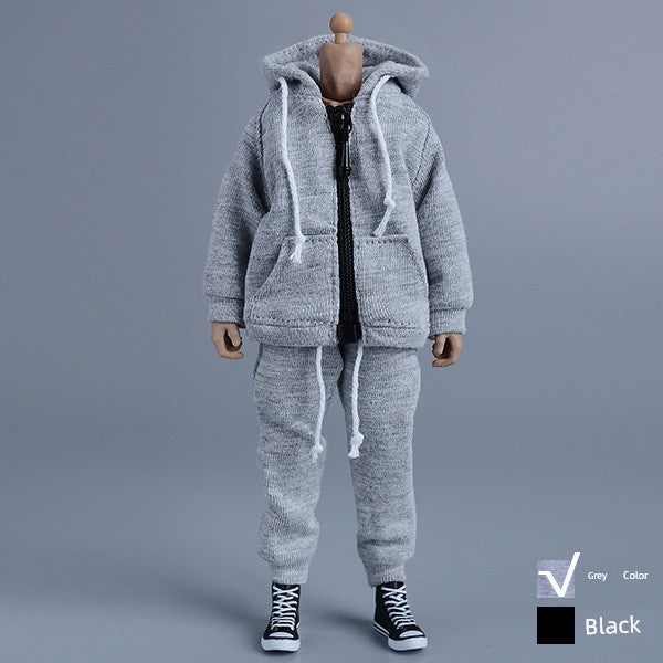1/12 Scale Zipper Hoodie & Pants Set For 6" Male Action Figure