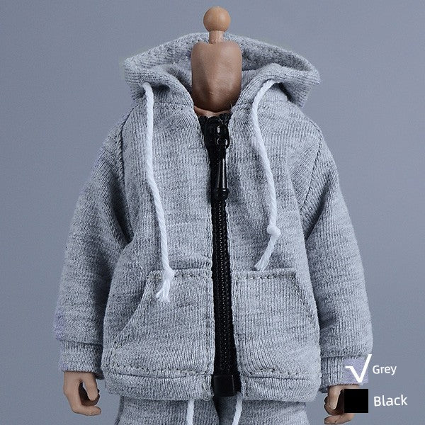 1/12 Scale Zipper Hoodie & Pants Set For 6" Male Action Figure