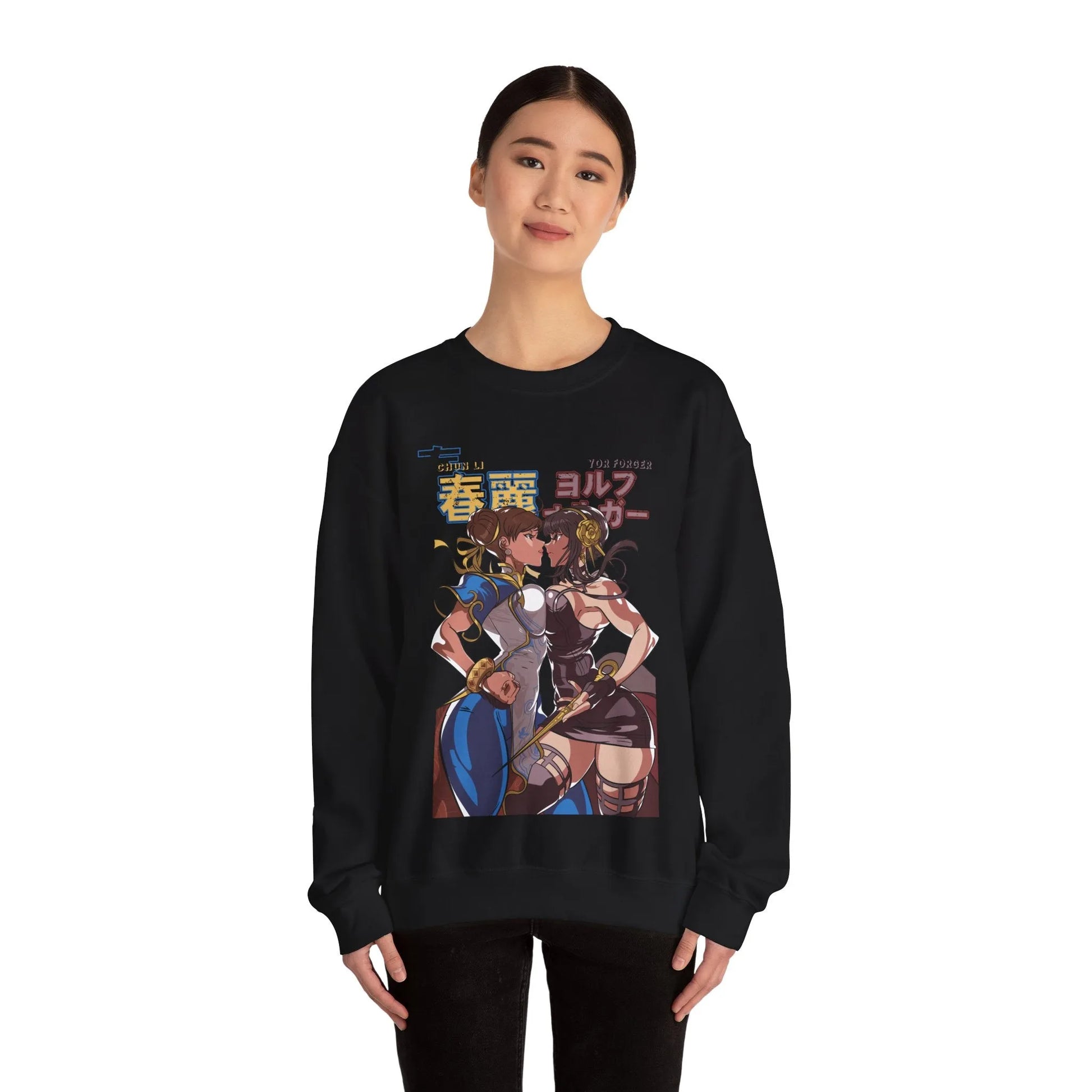 Yor Forger Vs Chun Li Sweatshirt Premium Gaming and Anime Sweatshirt