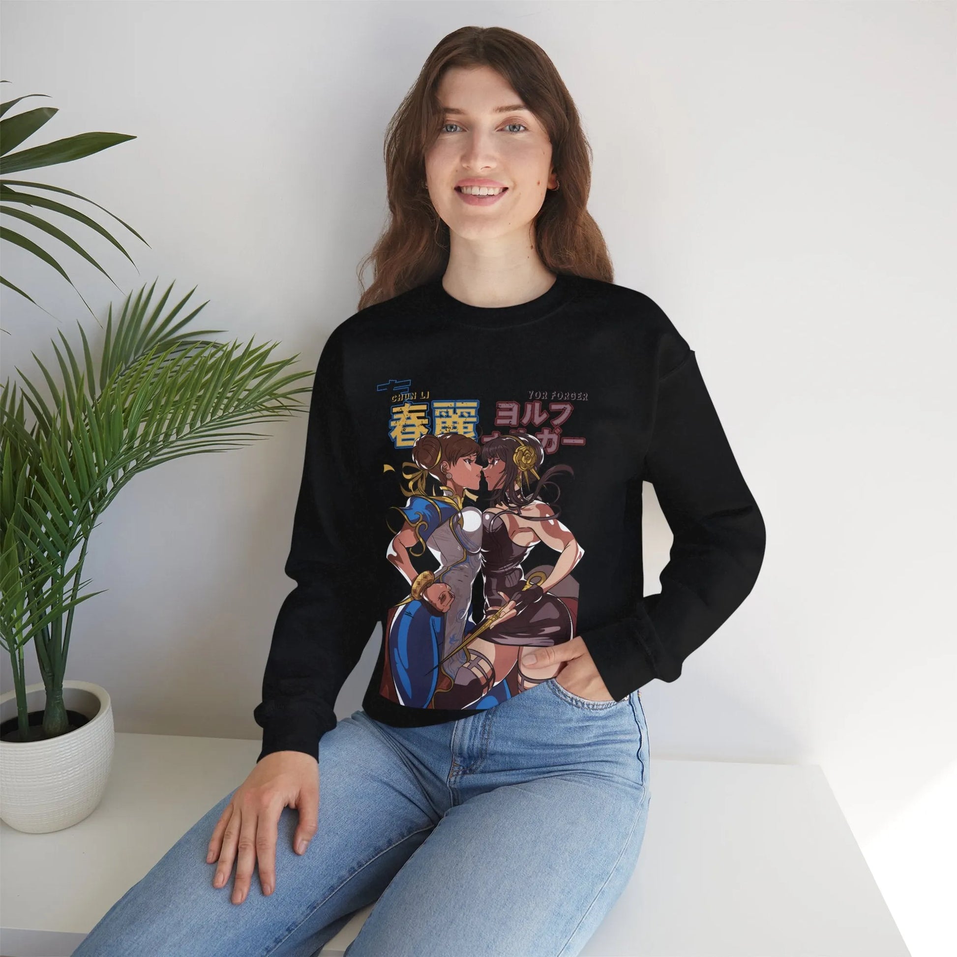 Yor Forger Vs Chun Li Sweatshirt Premium Gaming and Anime Sweatshirt