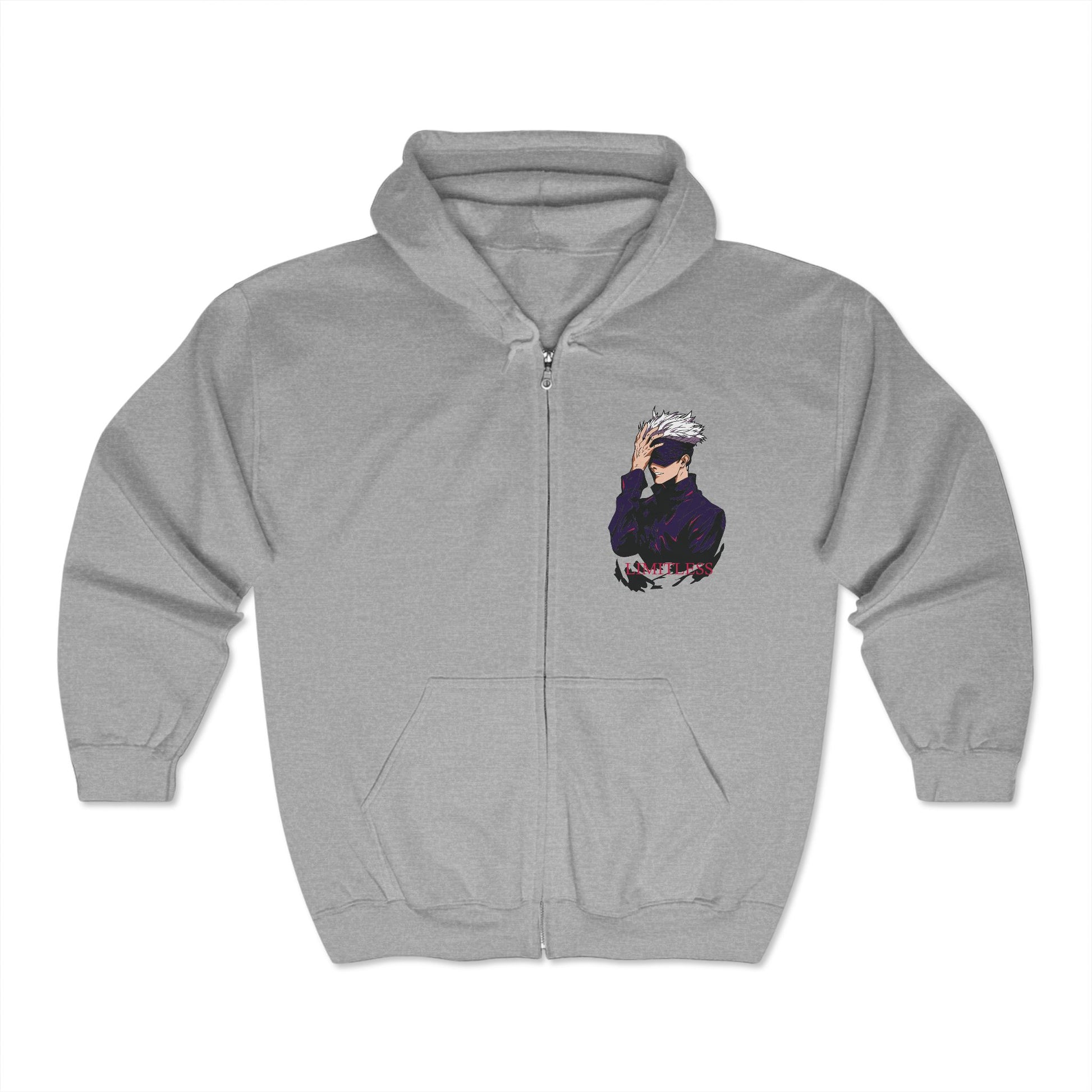 Jujutsu Kaisen Hoodie Satoru Gojo Blue Tech Premium Anime Zip Hoodie