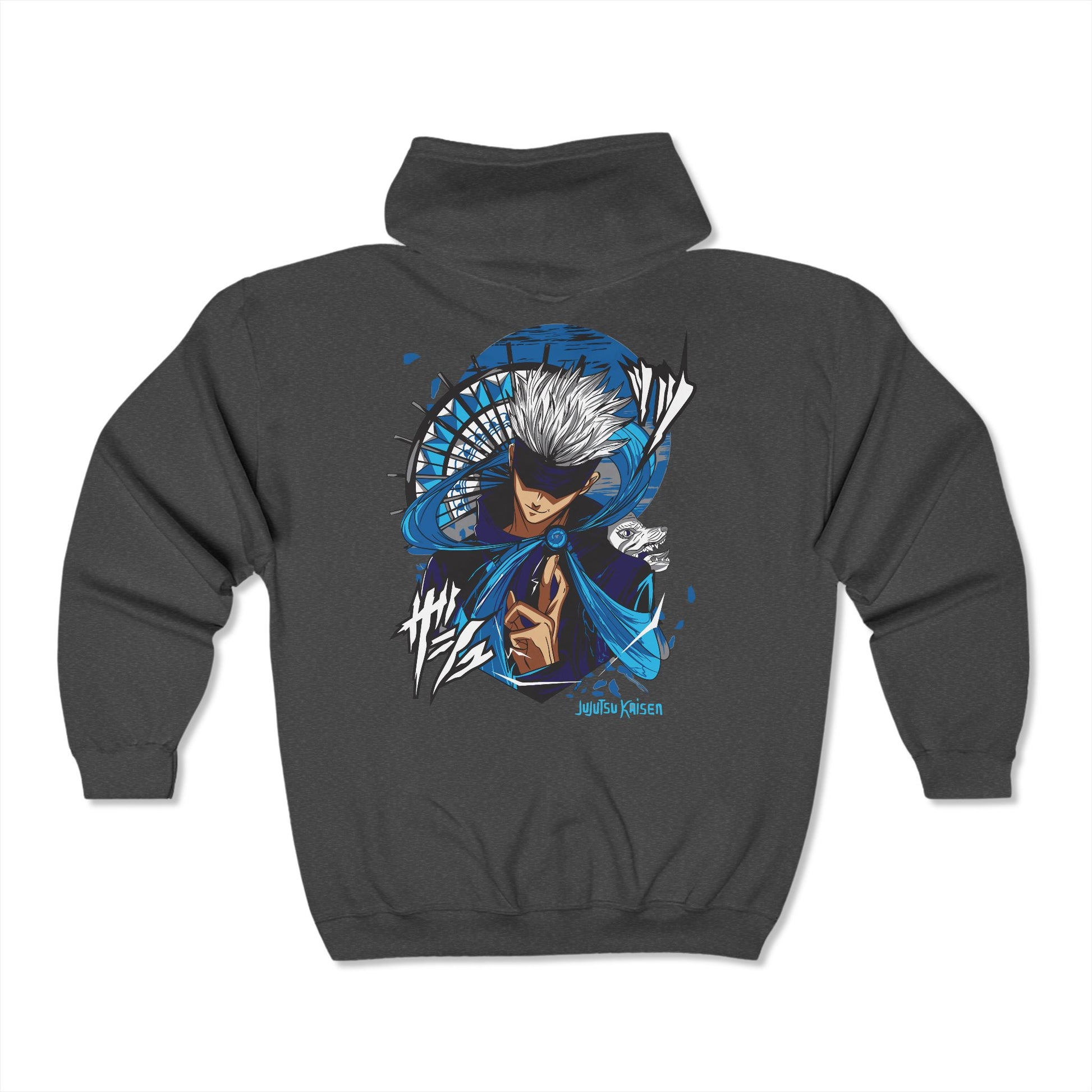 Jujutsu Kaisen Hoodie Satoru Gojo Blue Tech Premium Anime Zip Hoodie