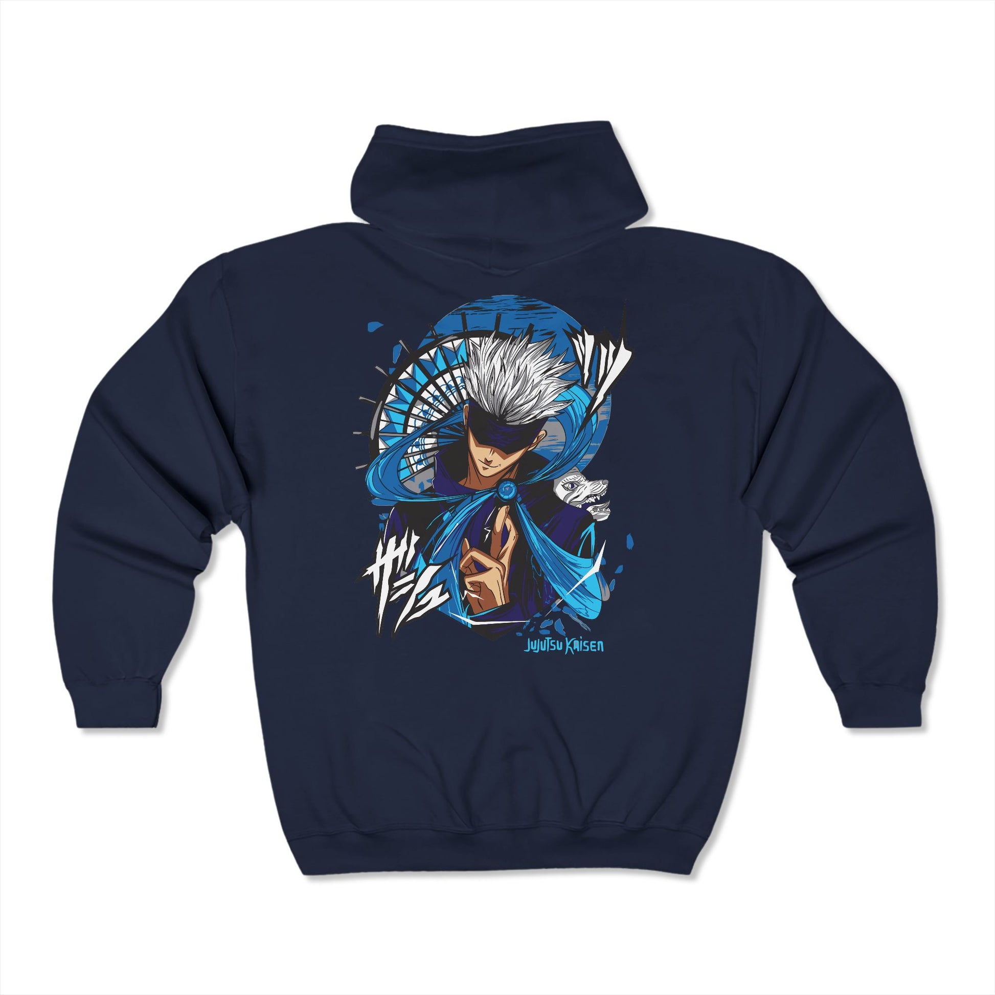 Jujutsu Kaisen Hoodie Satoru Gojo Blue Tech Premium Anime Zip Hoodie